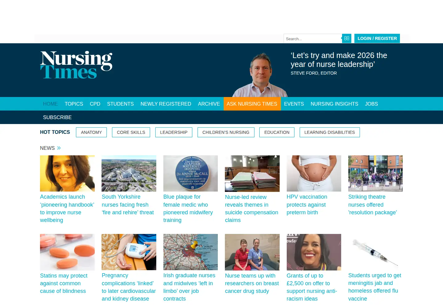 Screenshot of nursingtimes.net