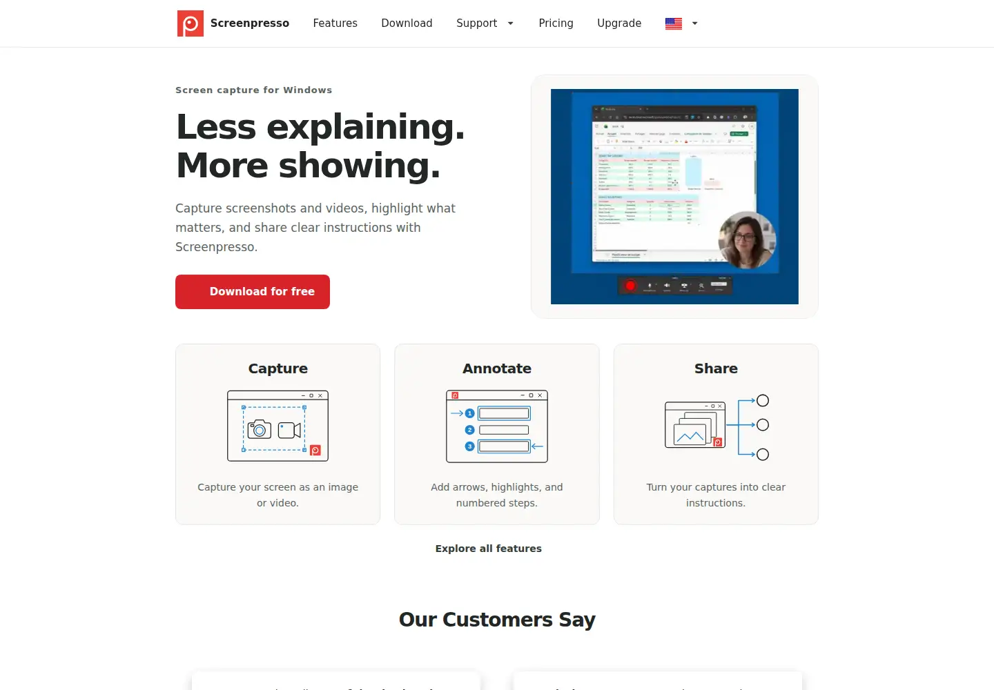 Captured homepage of screenpresso.com in the current scan