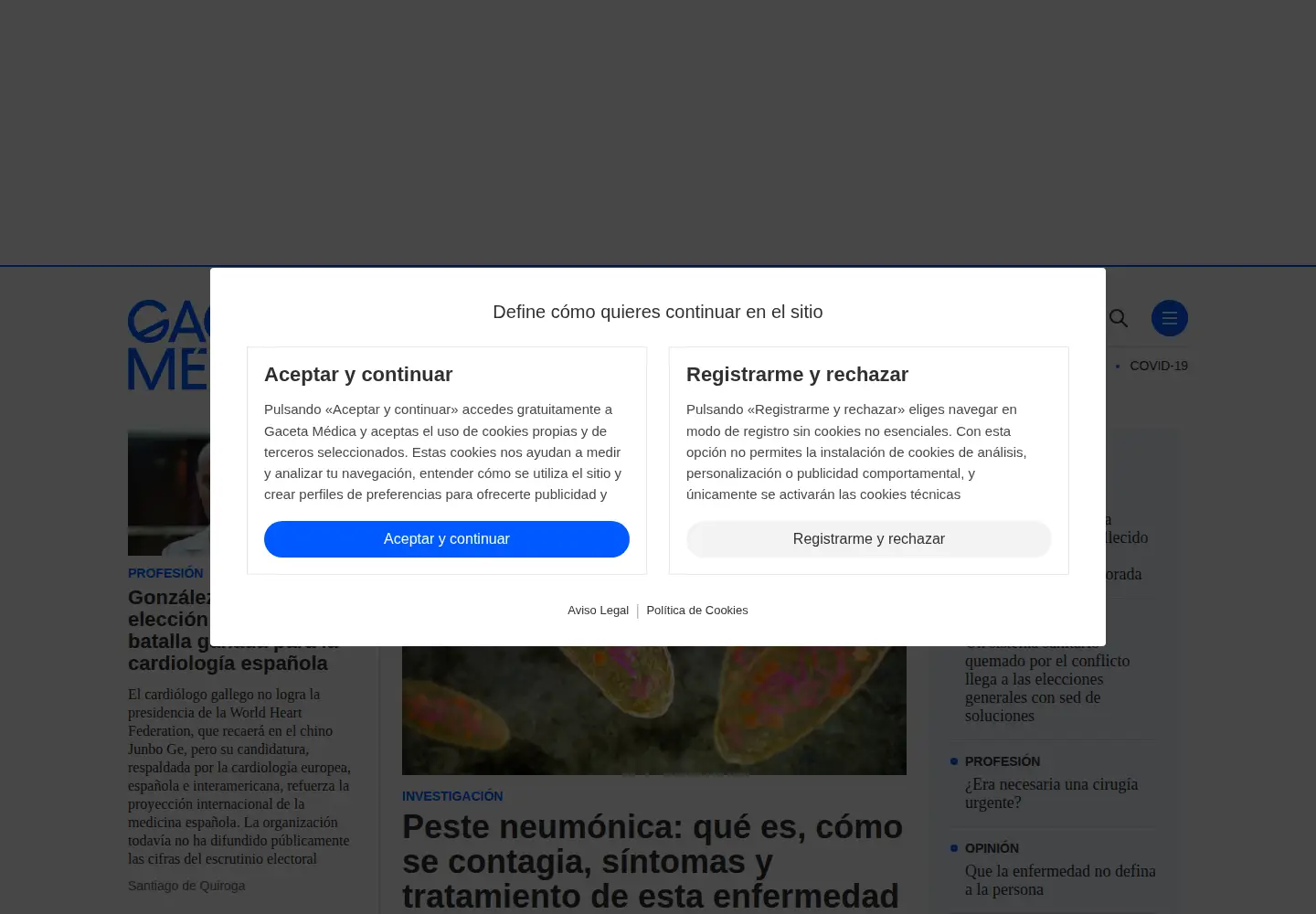 Captured homepage of gacetamedica.com in the current scan