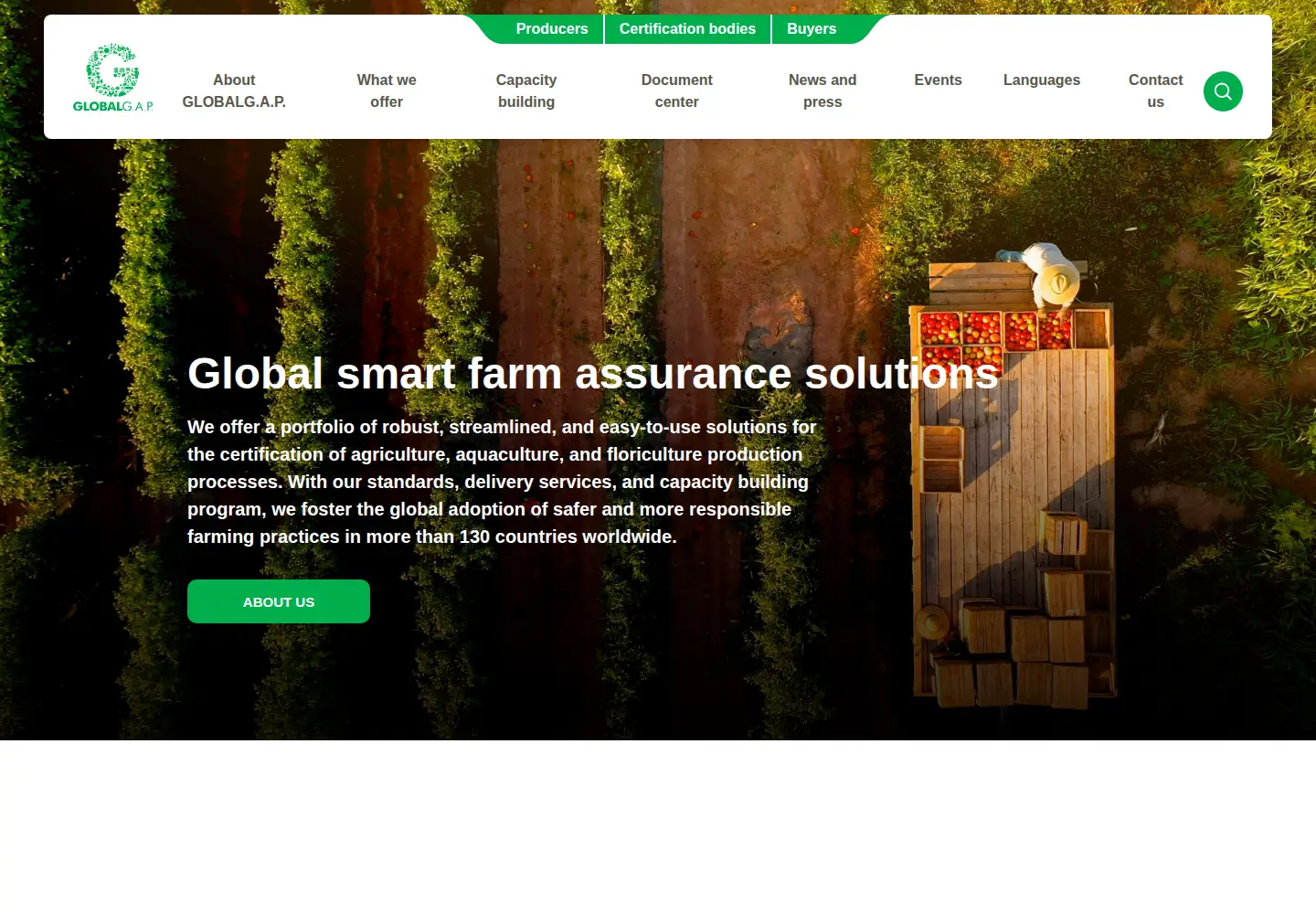 Screenshot of globalgap.org from the current report