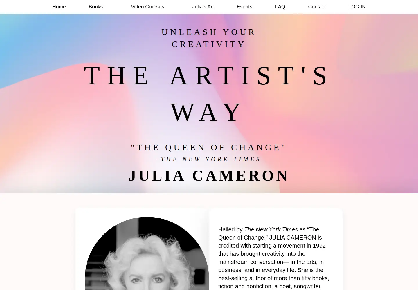 Screenshot of juliacameronlive.com