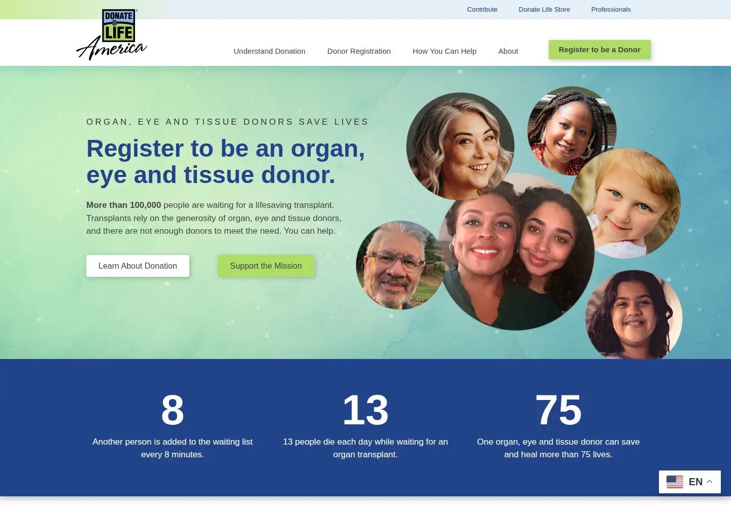 Screenshot of donatelife.net