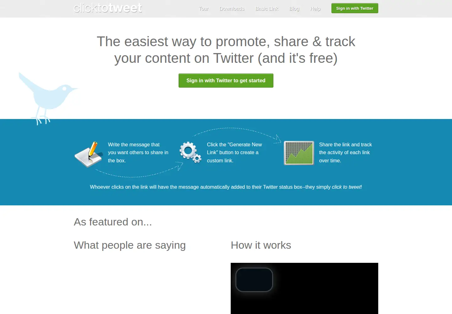 Captured homepage of clicktotweet.com in the current scan
