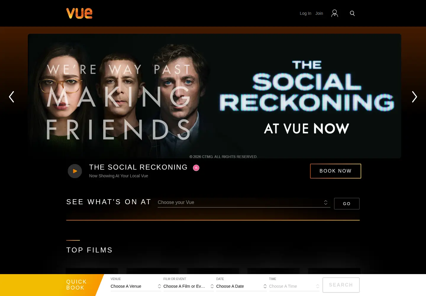 Captured homepage of myvue.com in the current scan