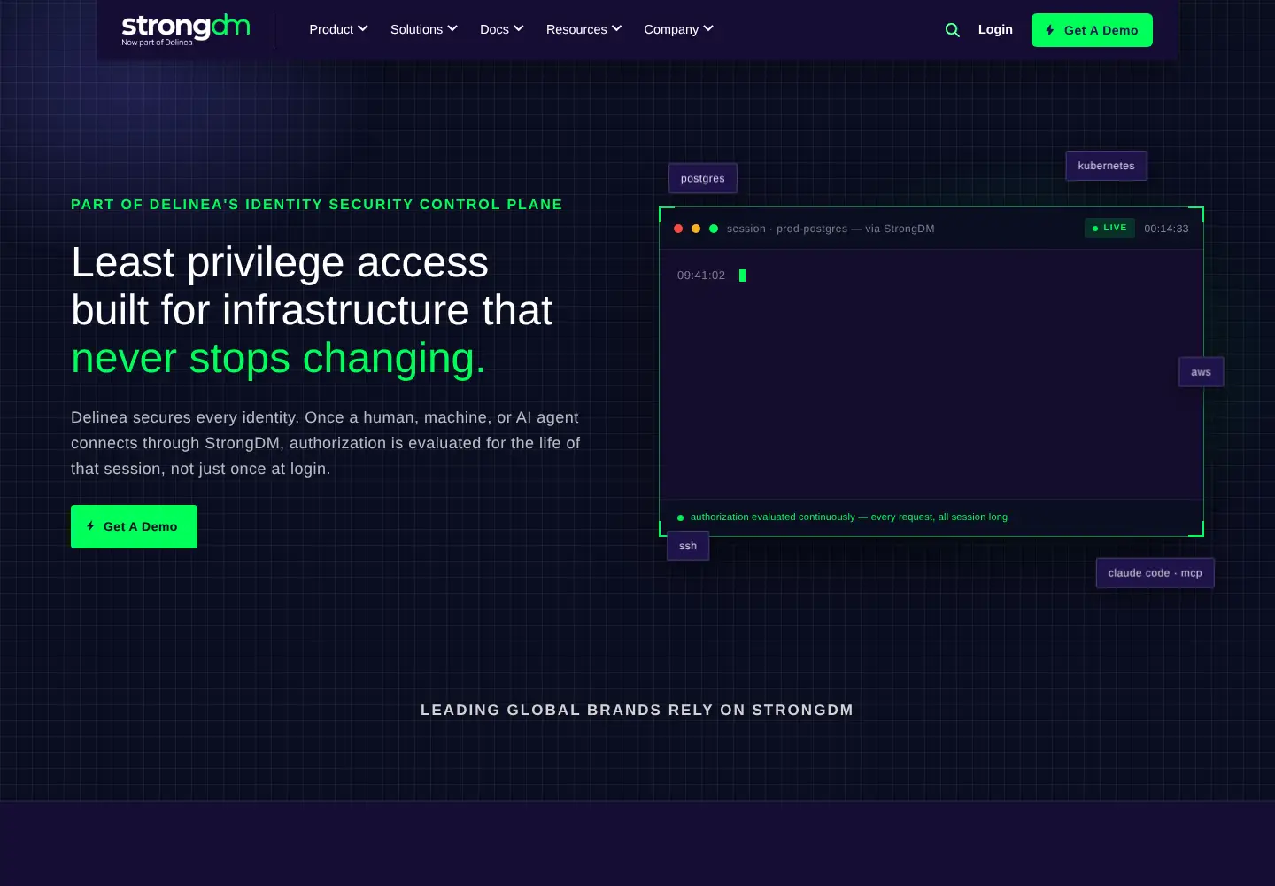 Screenshot of strongdm.com