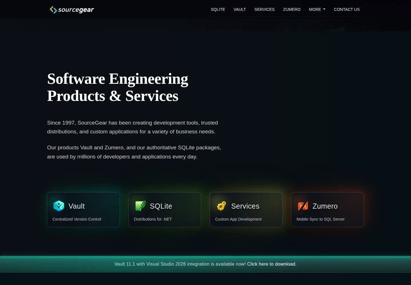 Captured homepage of sourcegear.com in the current scan