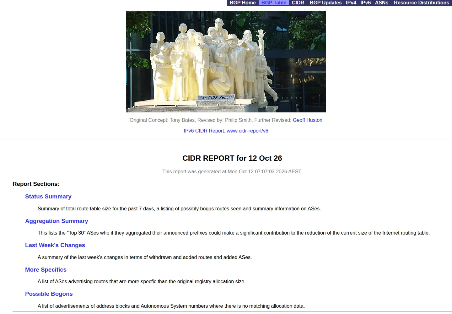 Captured homepage of cidr-report.org in the current scan