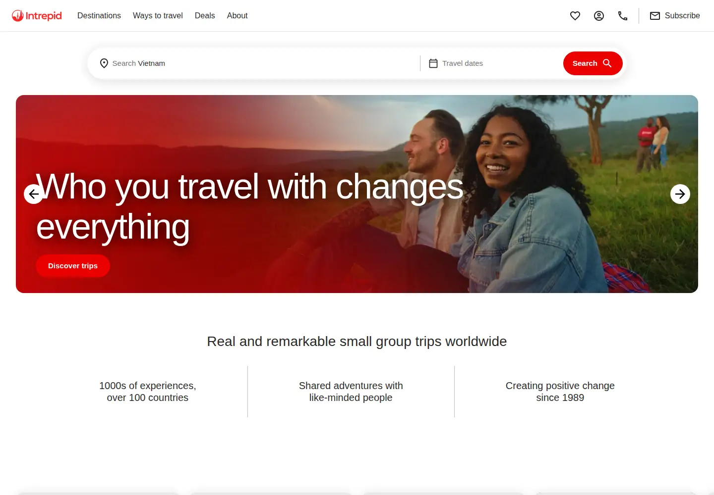Screenshot of intrepidtravel.com