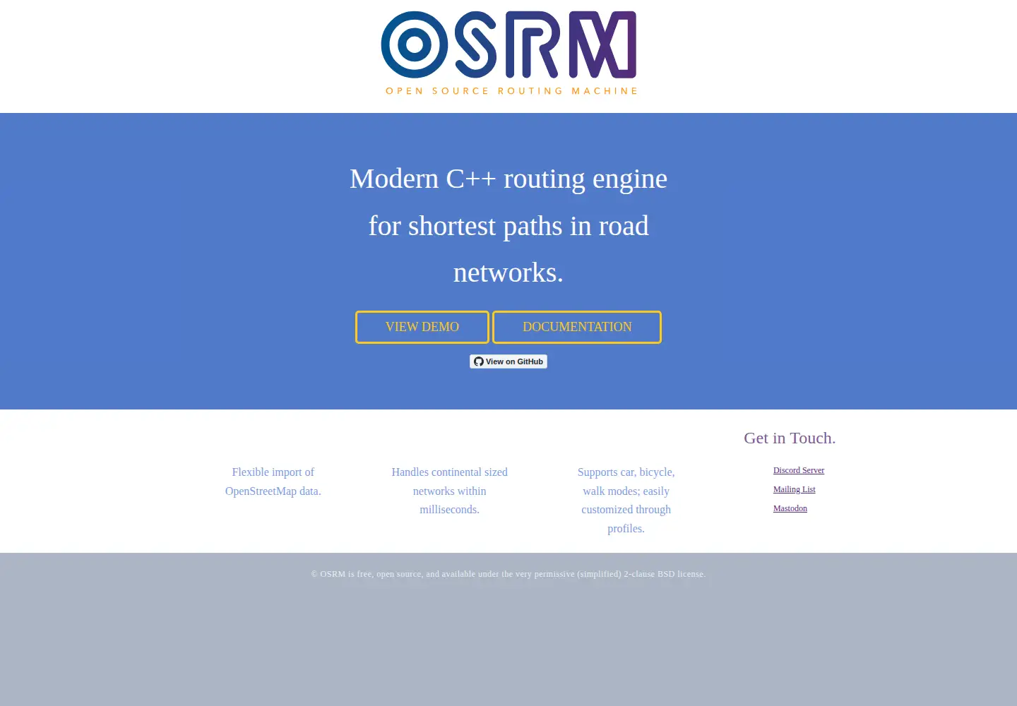 Captured homepage of project-osrm.org in the current scan