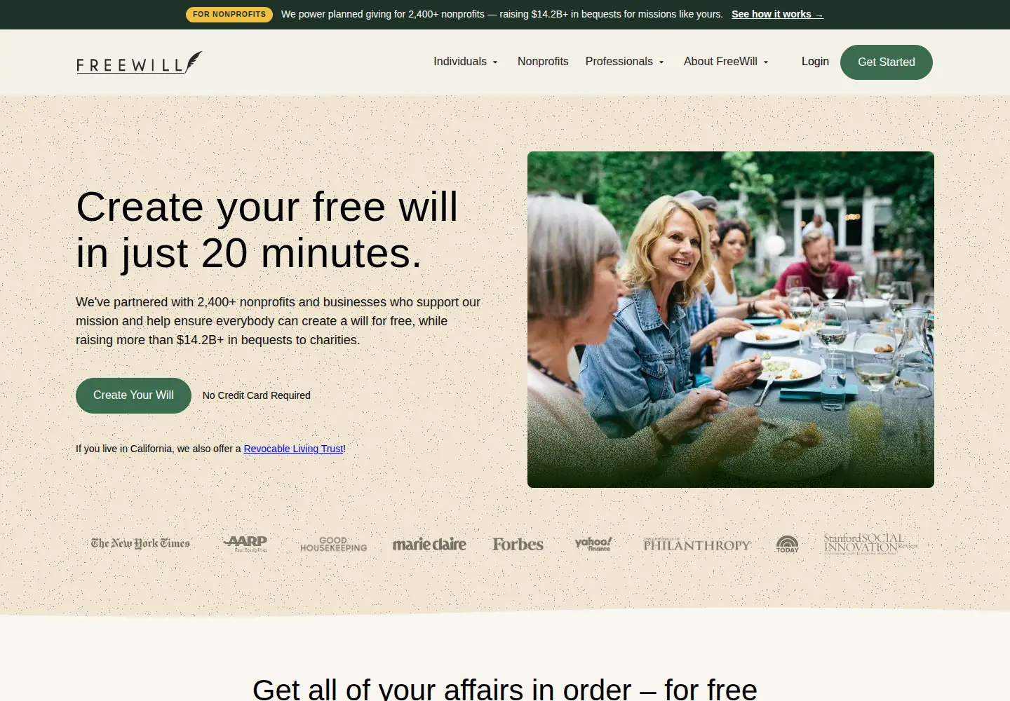 Screenshot of freewill.com