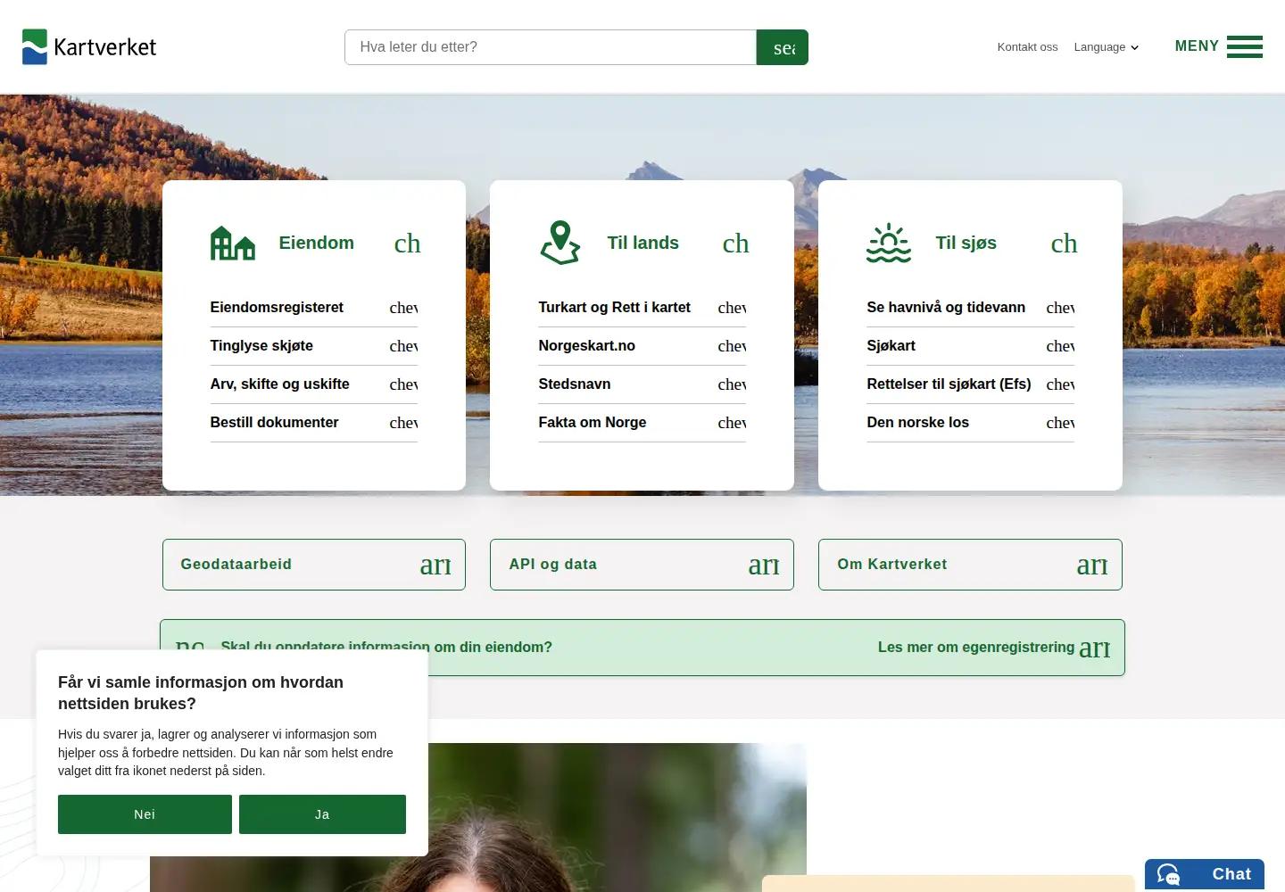 Screenshot of kartverket.no
