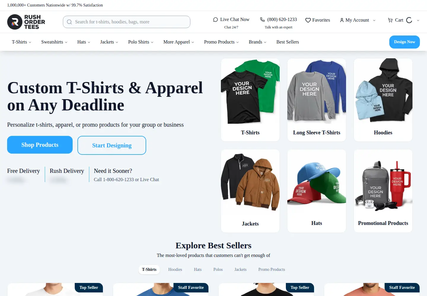 Captured homepage of rushordertees.com in the current scan