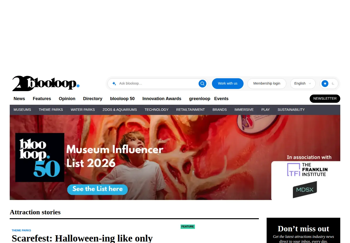 Screenshot of blooloop.com