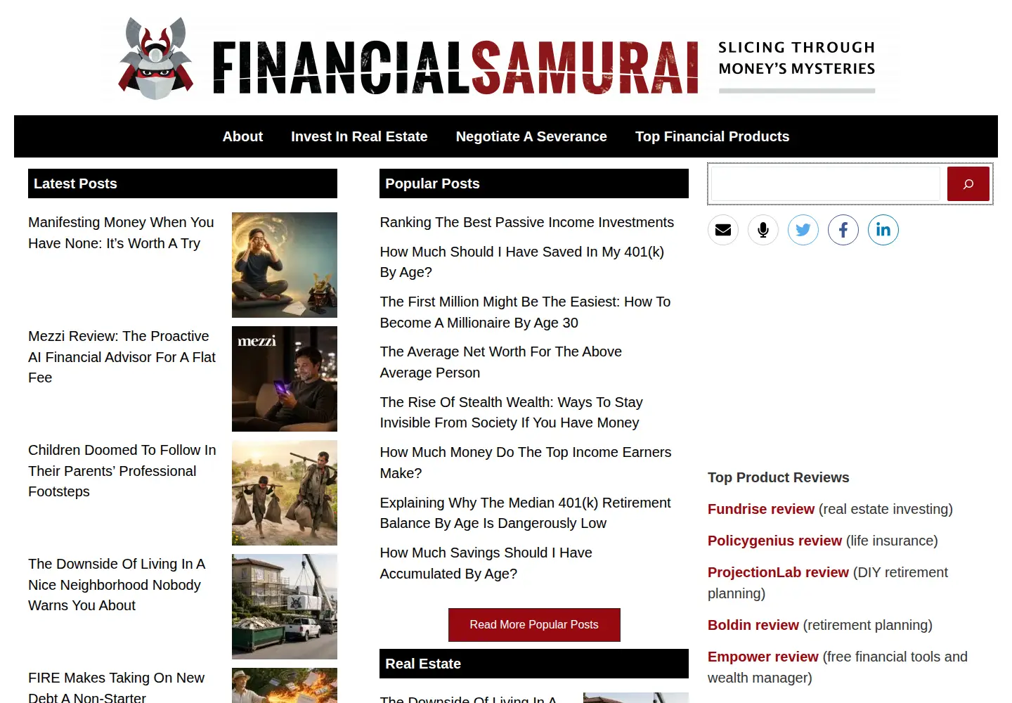 Screenshot of financialsamurai.com