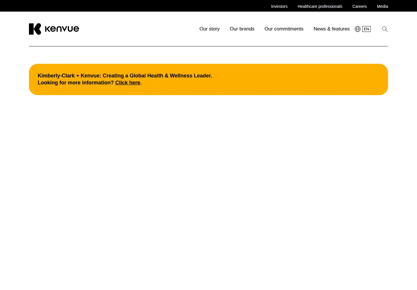Captured homepage of kenvue.com in the current scan