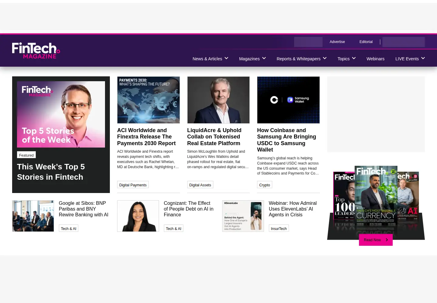 Screenshot of fintechmagazine.com