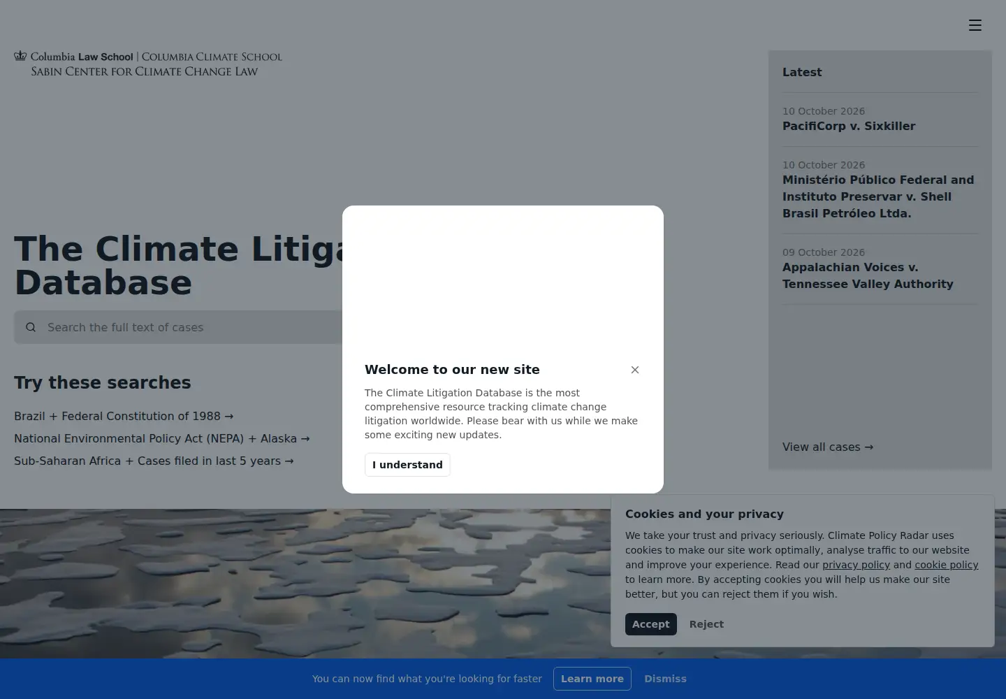 Screenshot of climatecasechart.com