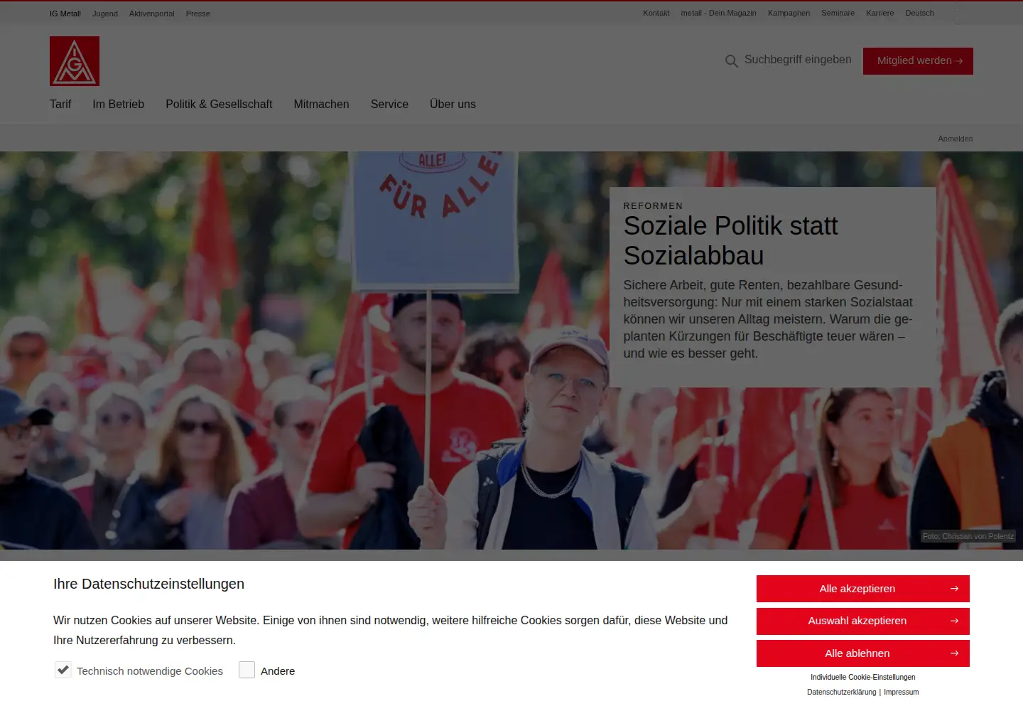 Screenshot of igmetall.de