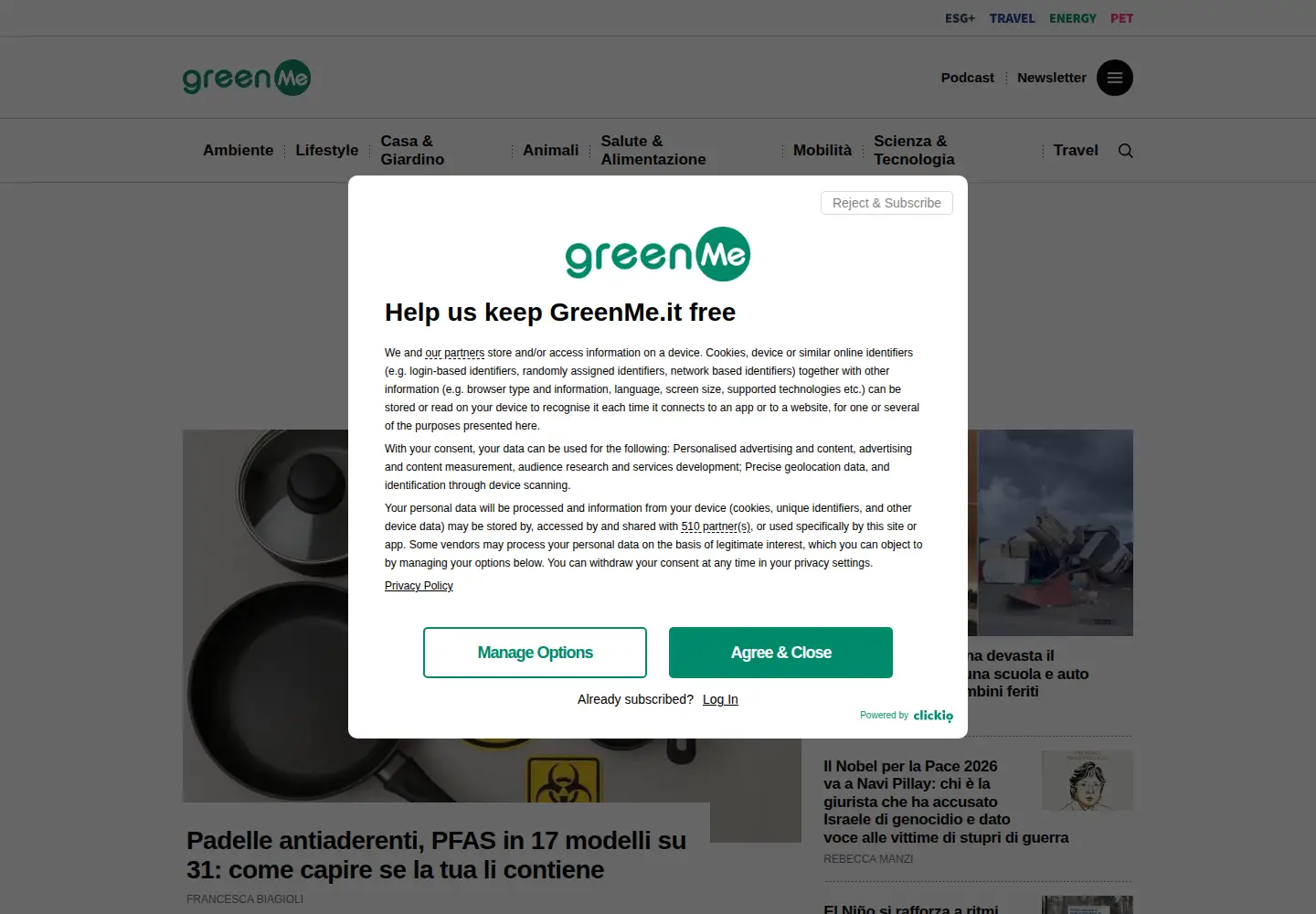 Captured homepage of greenme.it in the current scan