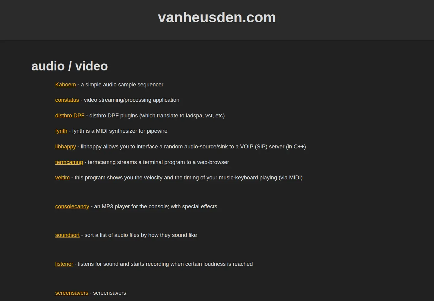Captured homepage of vanheusden.com in the current scan