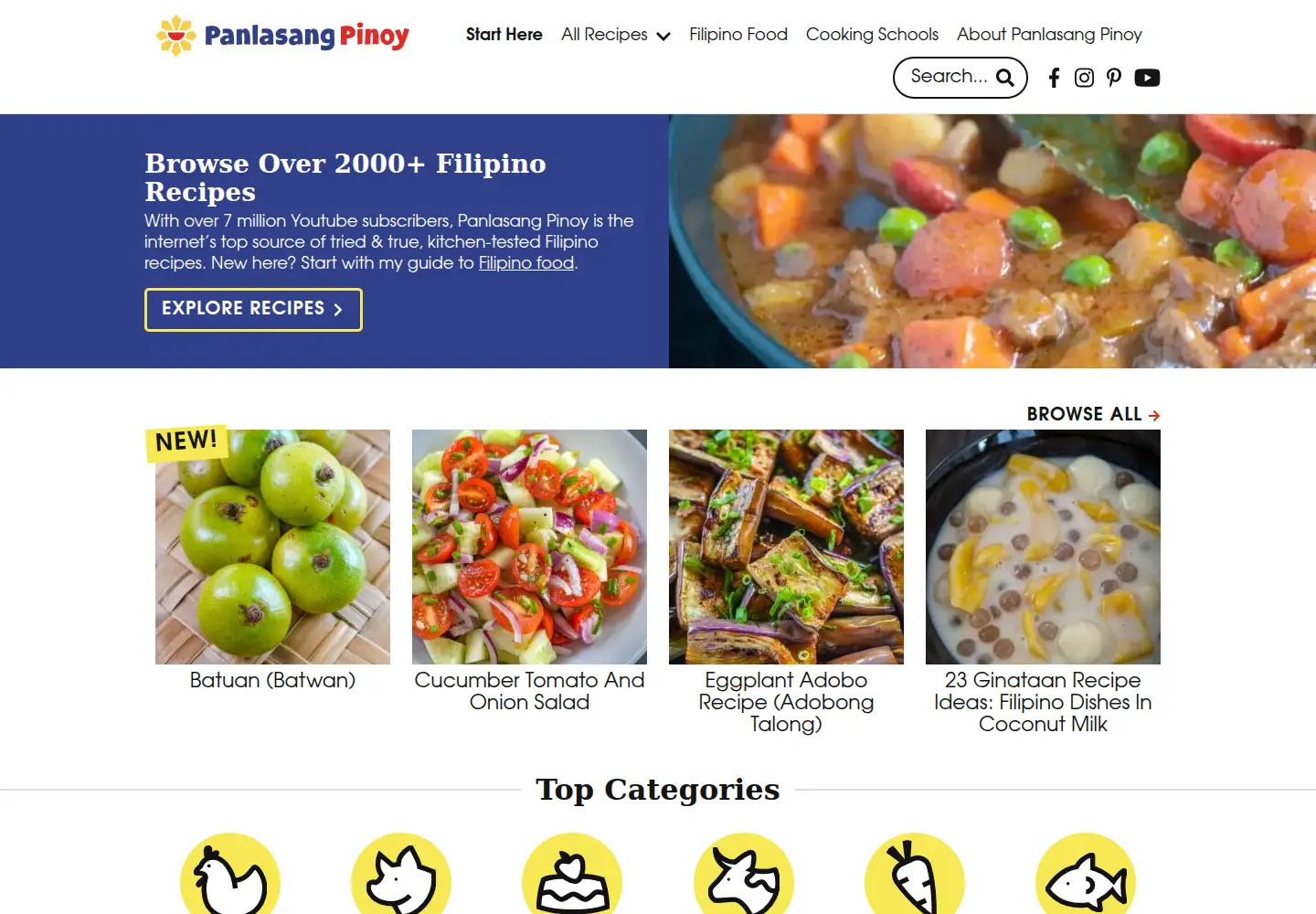 Captured homepage of panlasangpinoy.com in the current scan