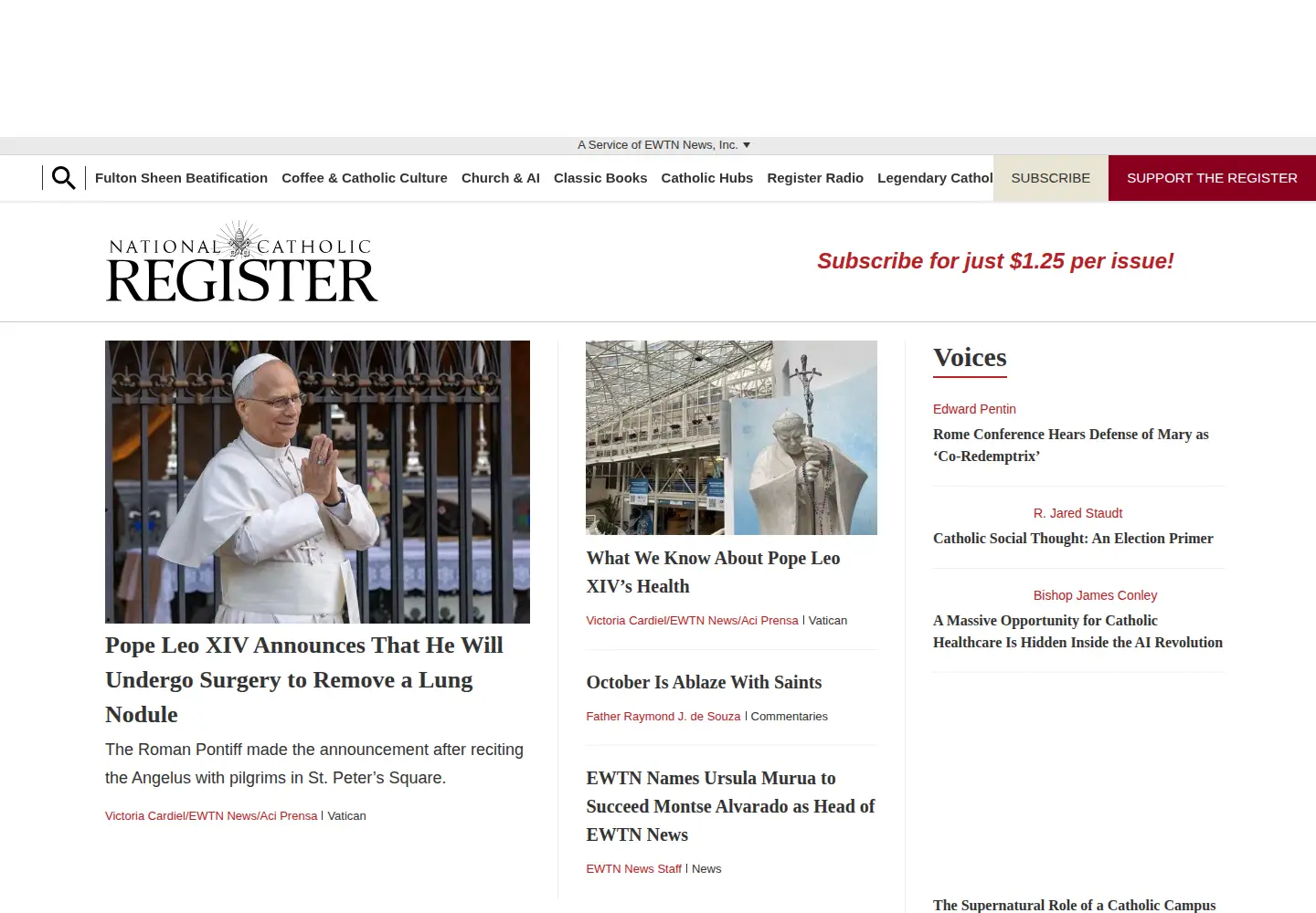 Screenshot of ncregister.com