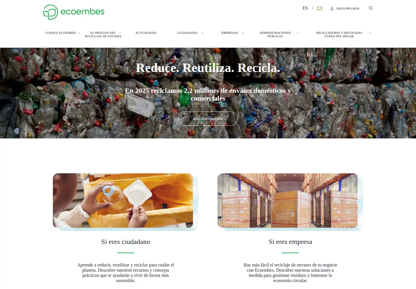 Captured homepage of ecoembes.com in the current scan