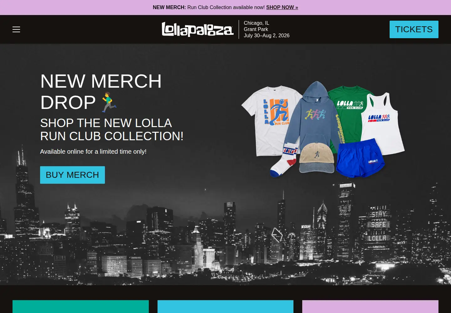Captured homepage of lollapalooza.com in the current scan