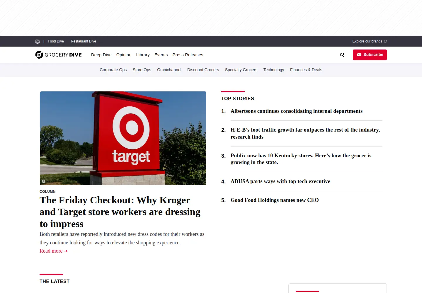 Screenshot of grocerydive.com