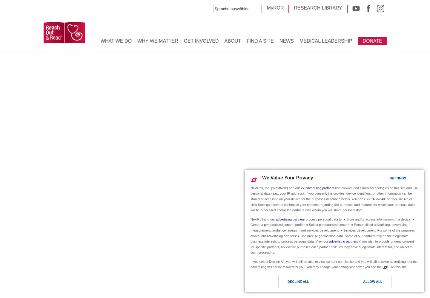 Captured homepage of reachoutandread.org in the current scan