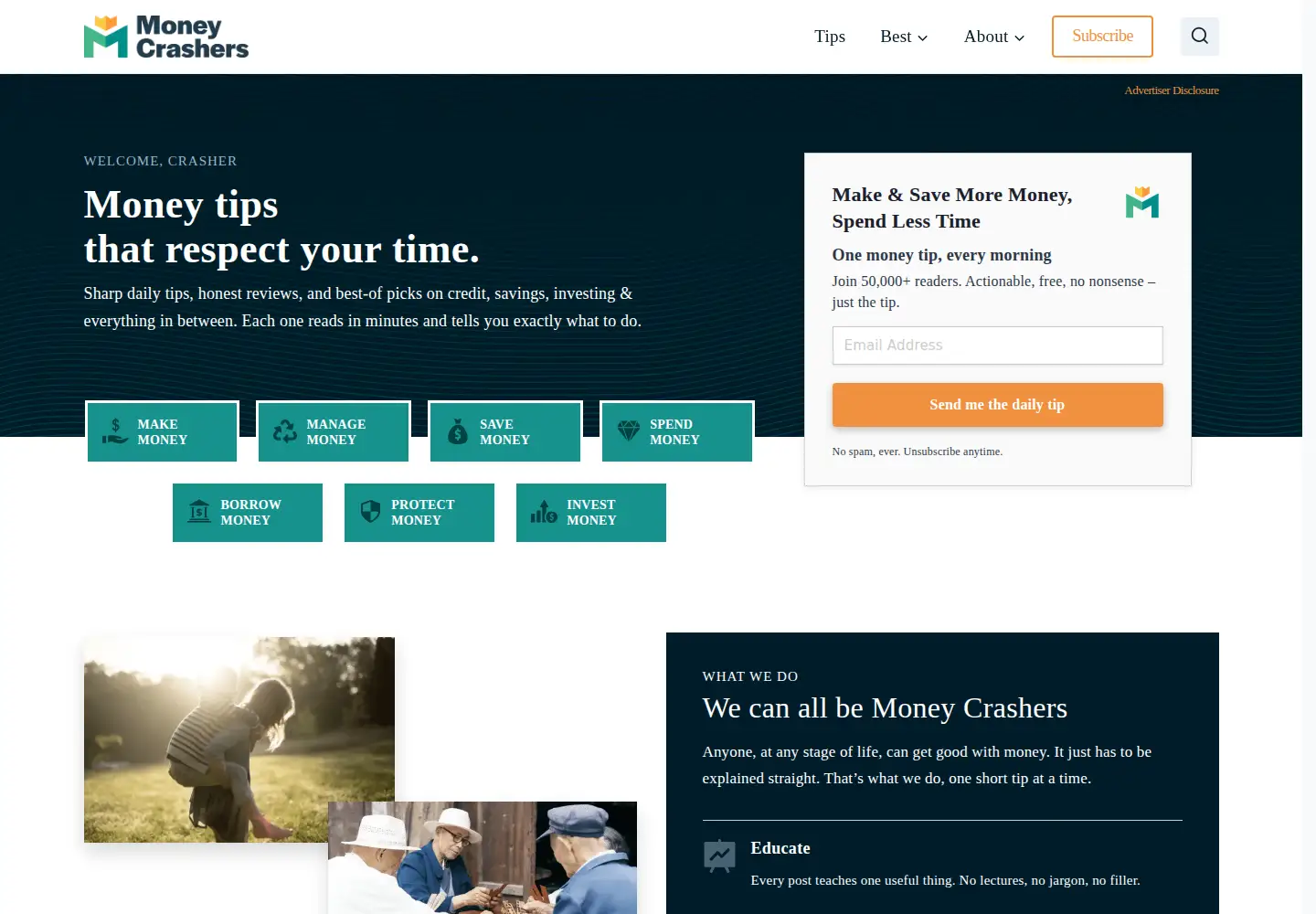 Screenshot of moneycrashers.com