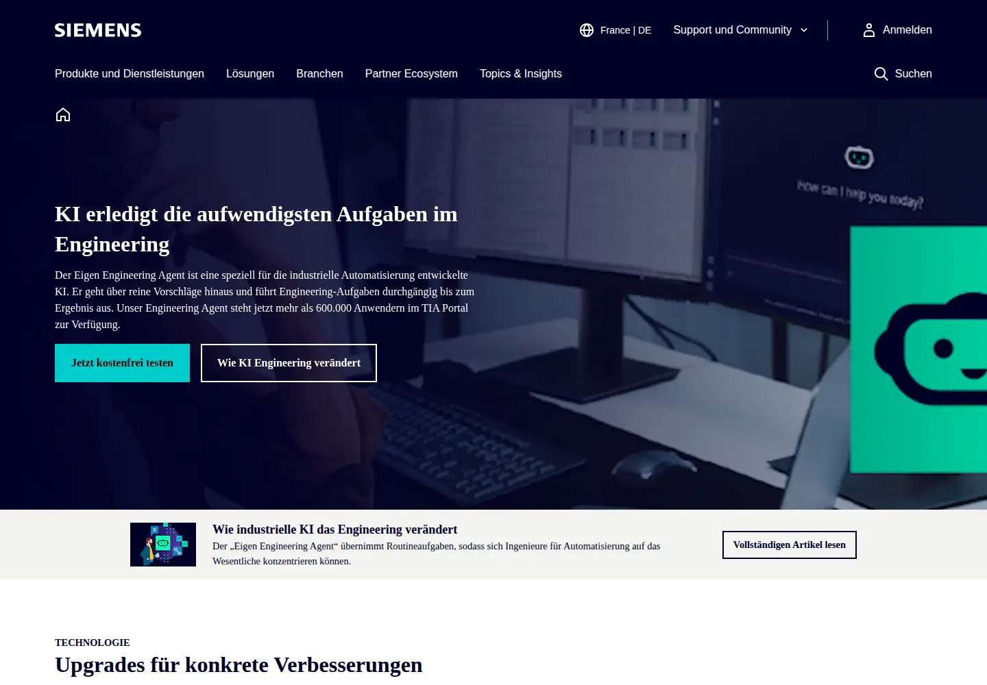 Screenshot of siemens.de