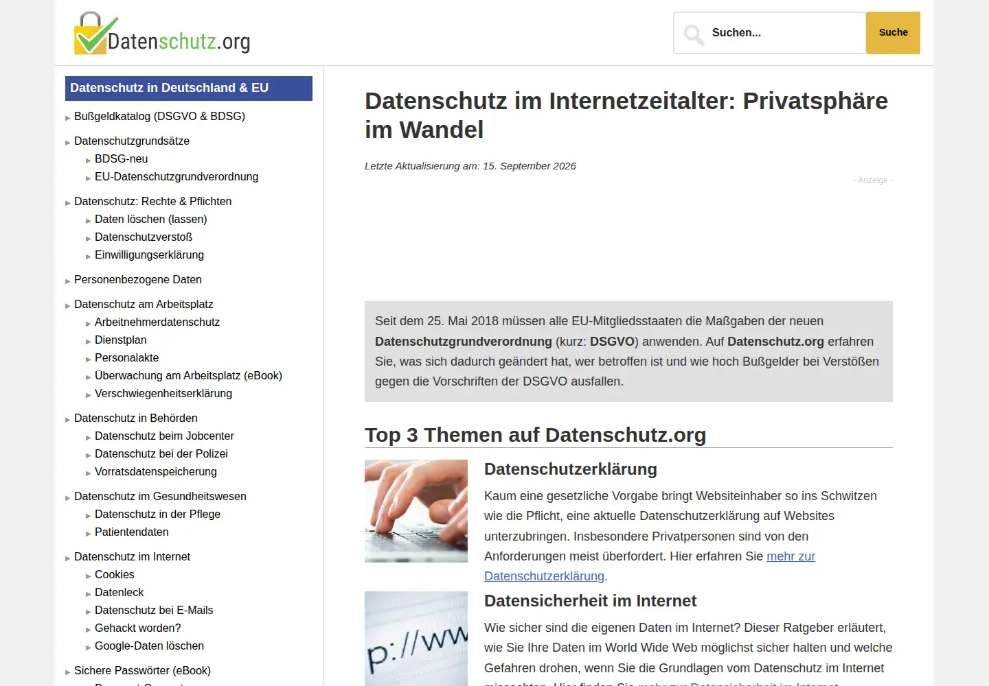 Screenshot of datenschutz.org