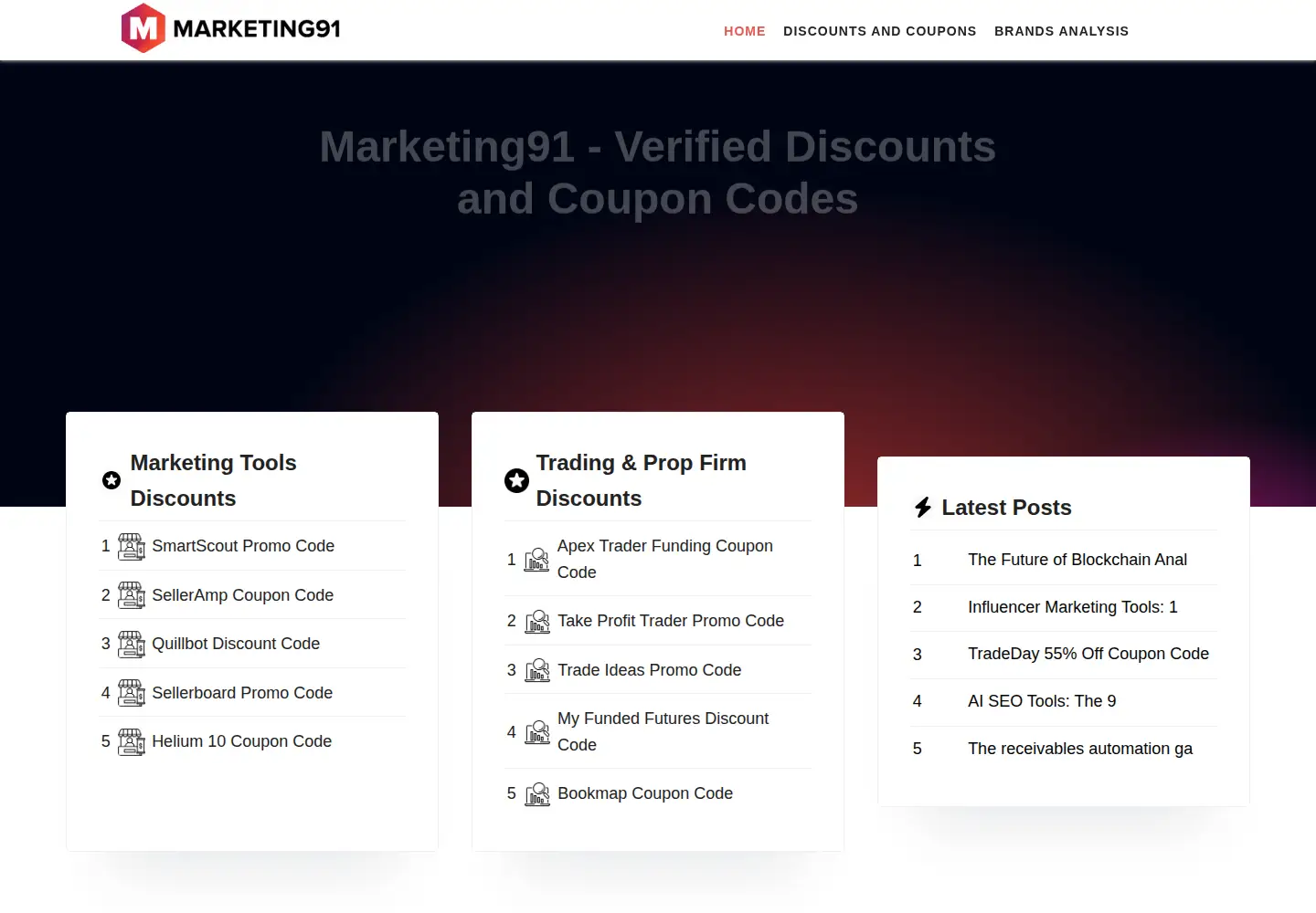 Captured homepage of marketing91.com in the current scan