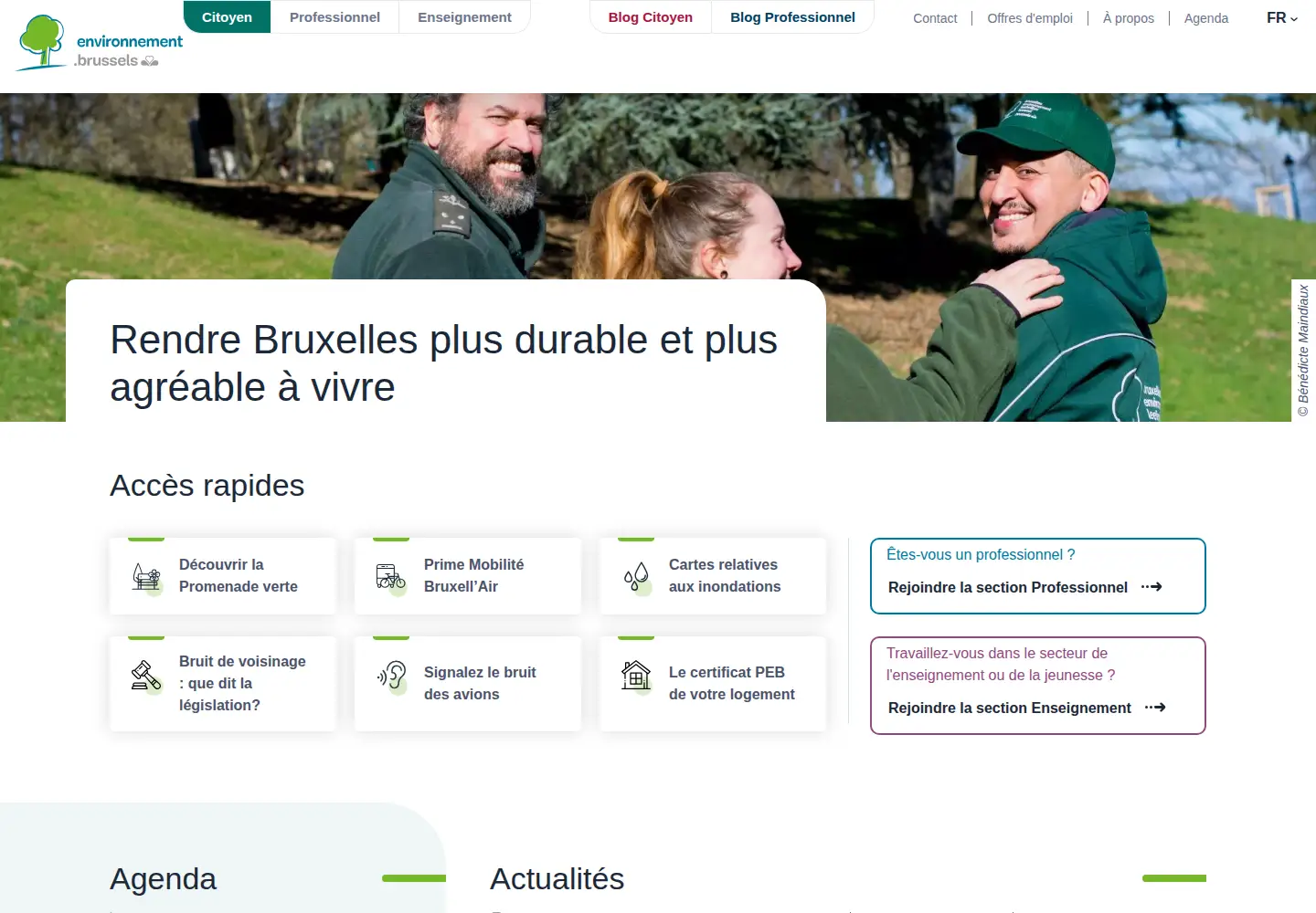 Captured homepage of environnement.brussels in the current scan