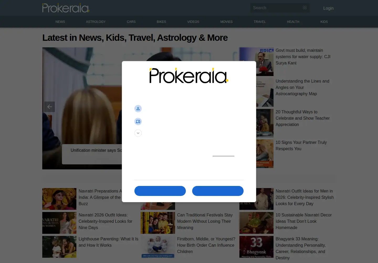 Screenshot of prokerala.com