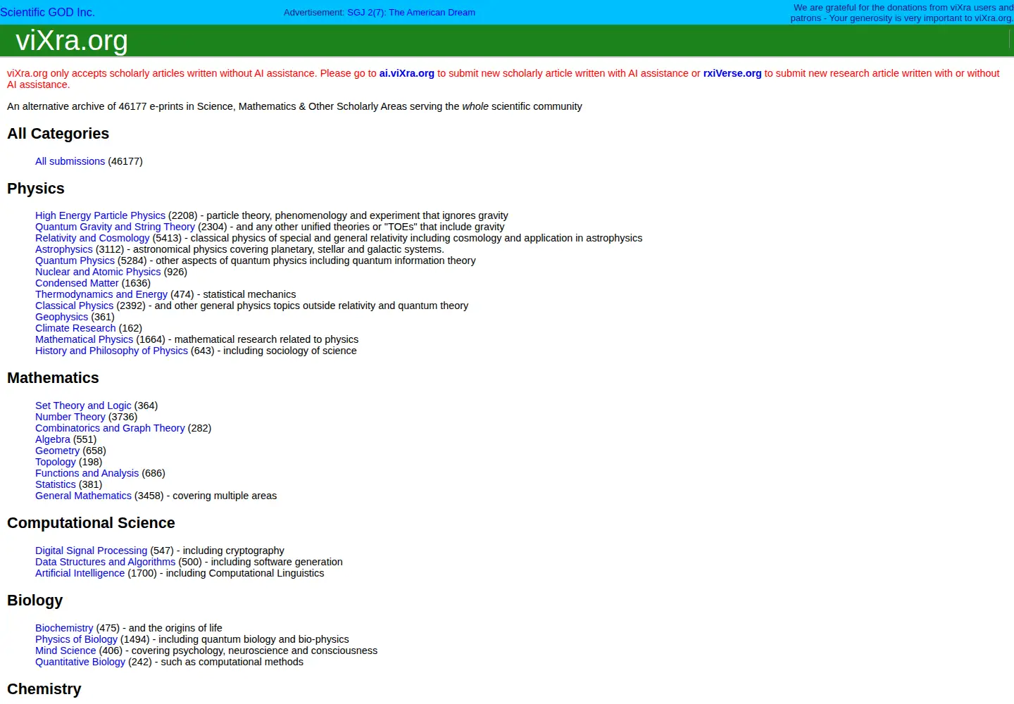 Screenshot of vixra.org