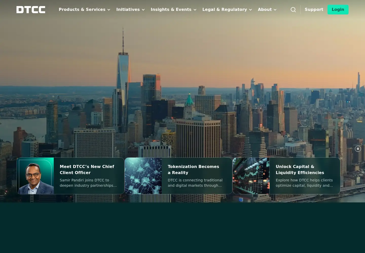 Captured homepage of dtcc.com in the current scan