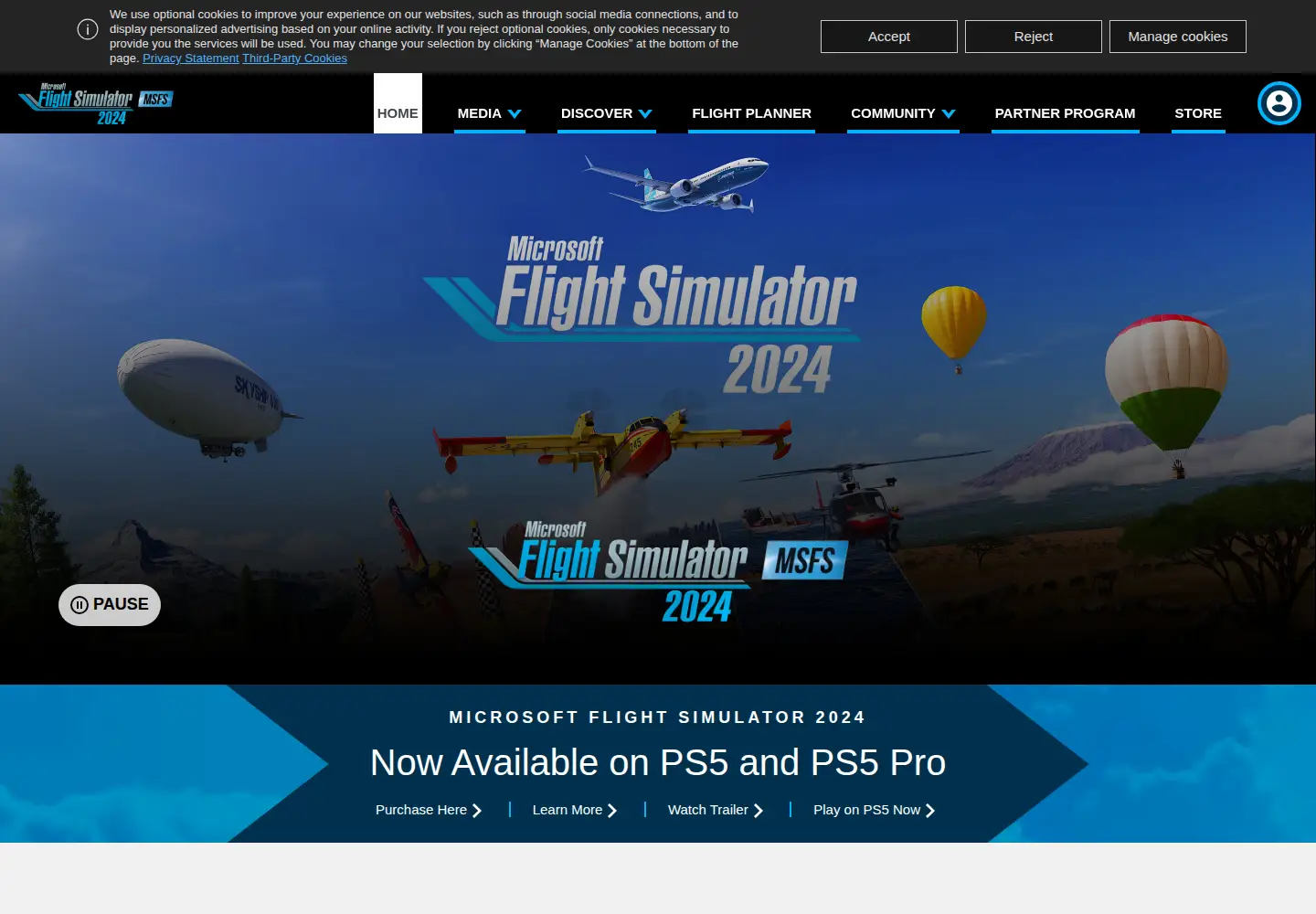 Captured homepage of flightsimulator.com in the current scan