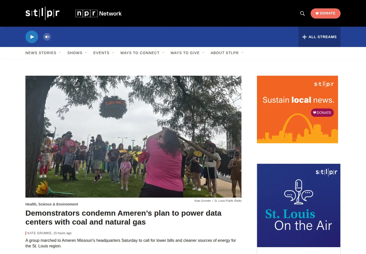 Captured homepage of stlpr.org in the current scan