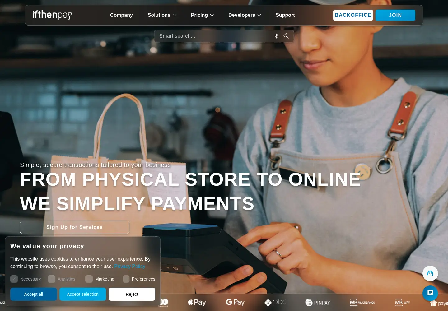 Captured homepage of ifthenpay.com in the current scan