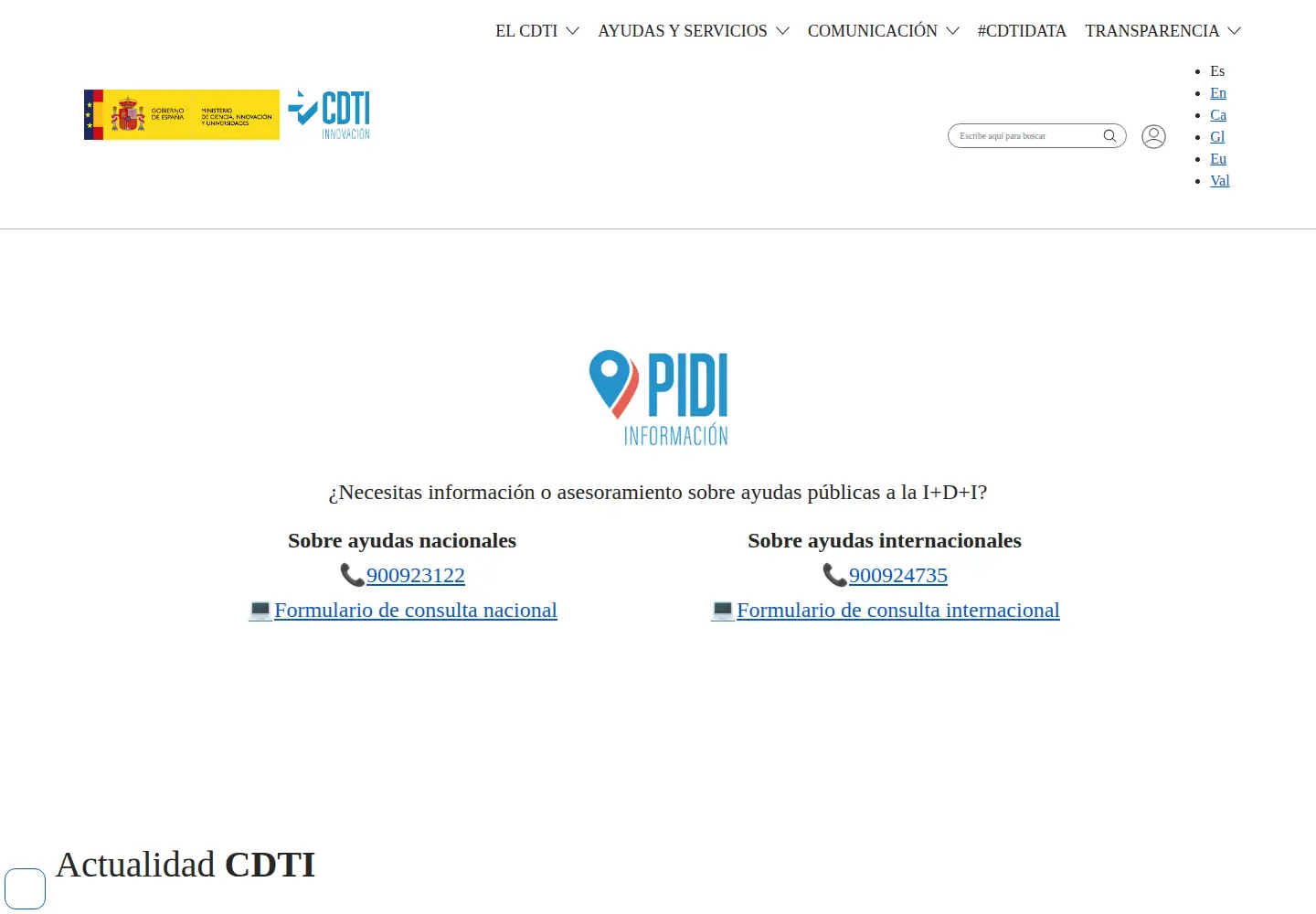Captured homepage of cdti.es in the current scan