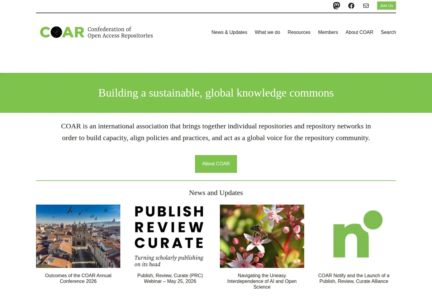 Screenshot of coar-repositories.org
