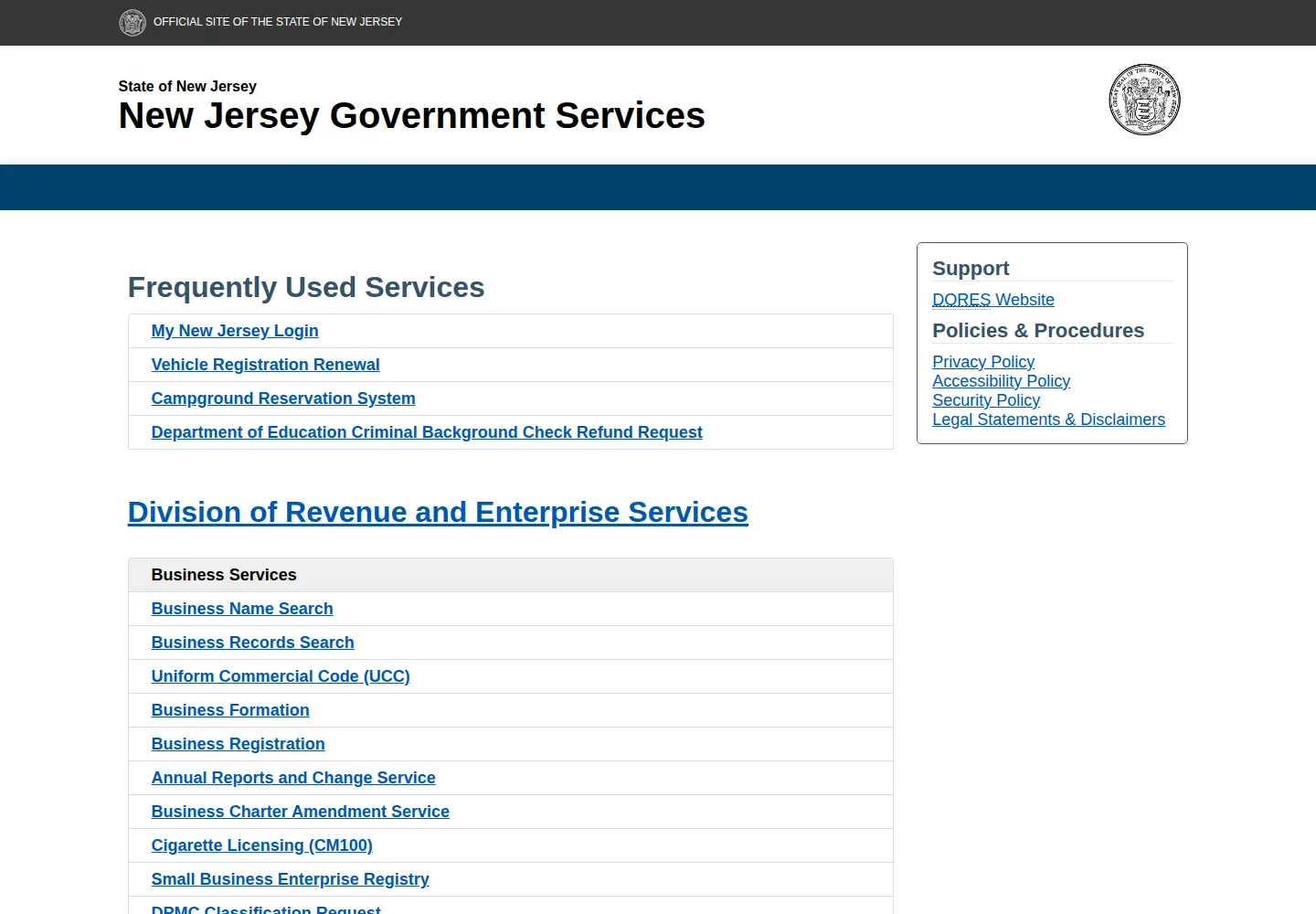 Captured homepage of njportal.com in the current scan