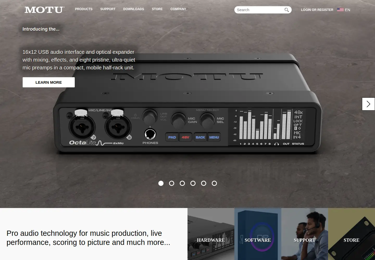 Screenshot of motu.com