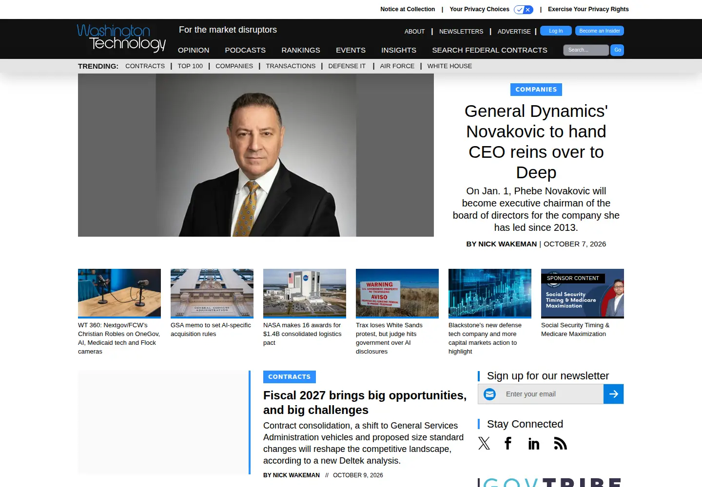 Screenshot of washingtontechnology.com