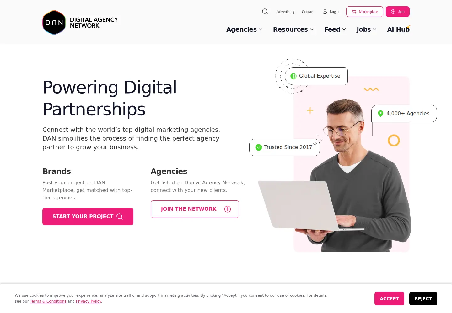 Captured homepage of digitalagencynetwork.com in the current scan