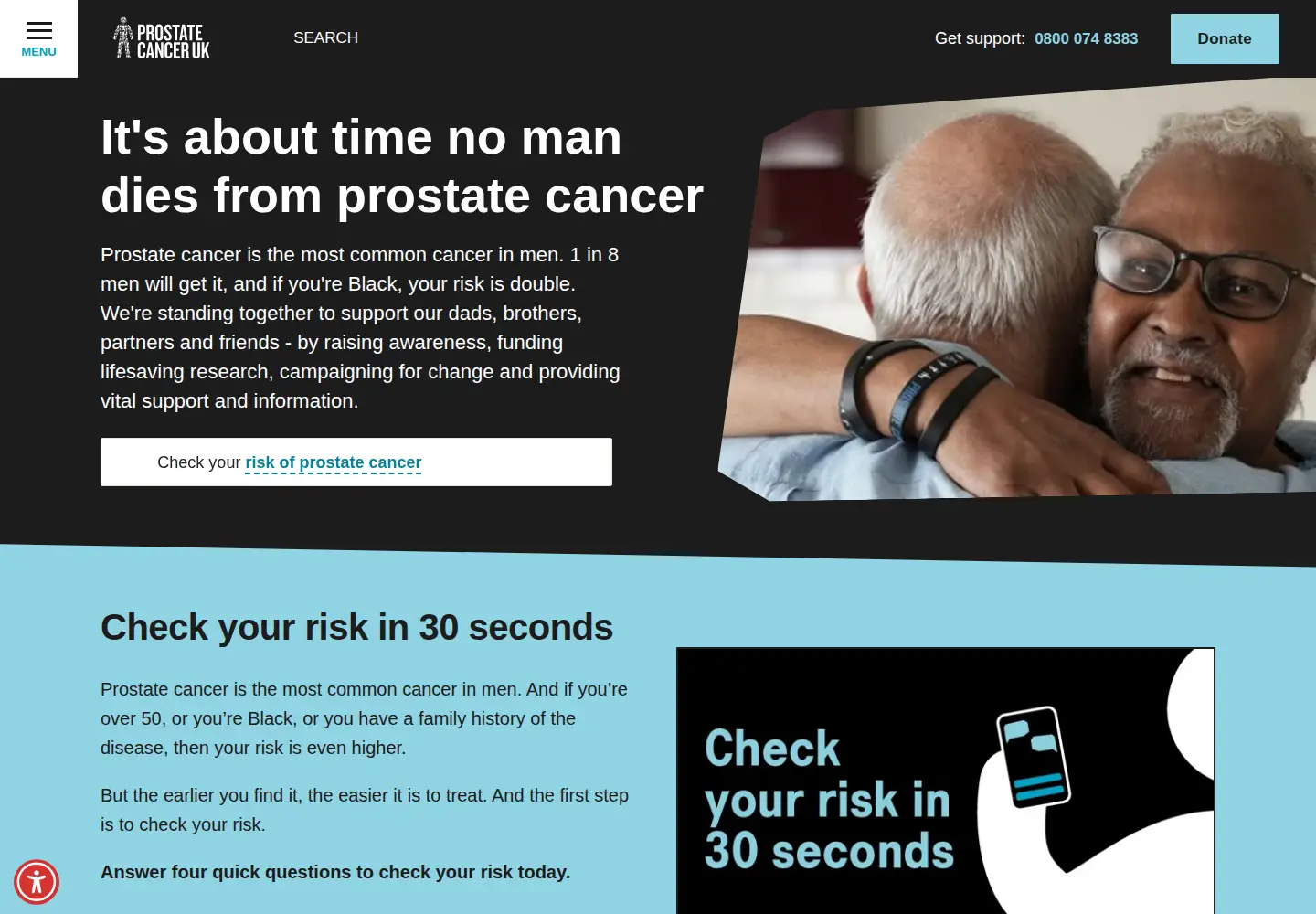Screenshot of prostatecanceruk.org