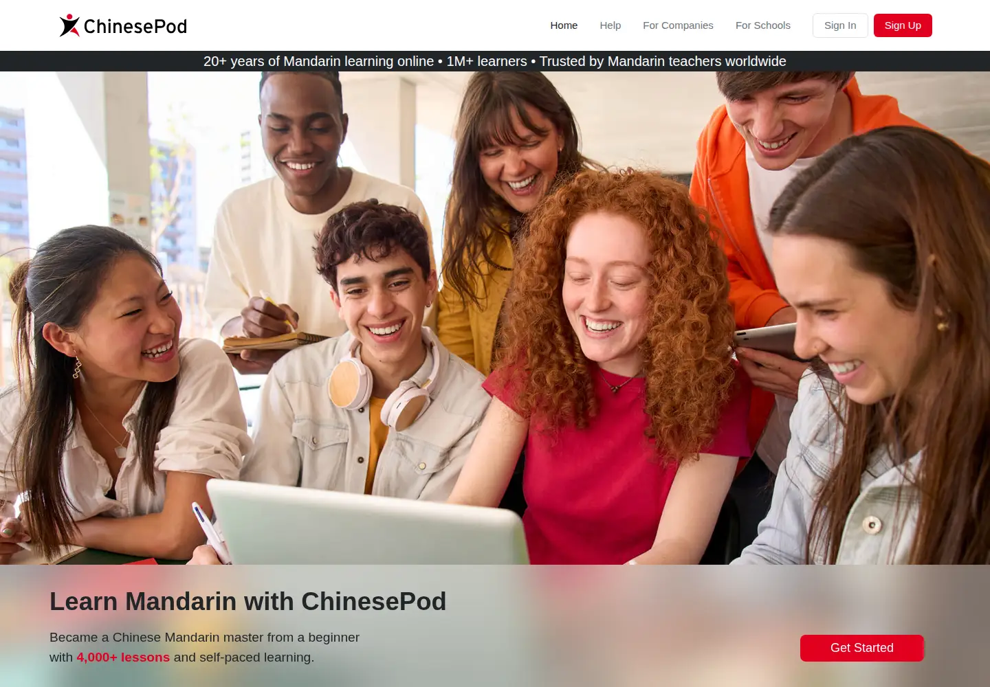 Captured homepage of chinesepod.com in the current scan