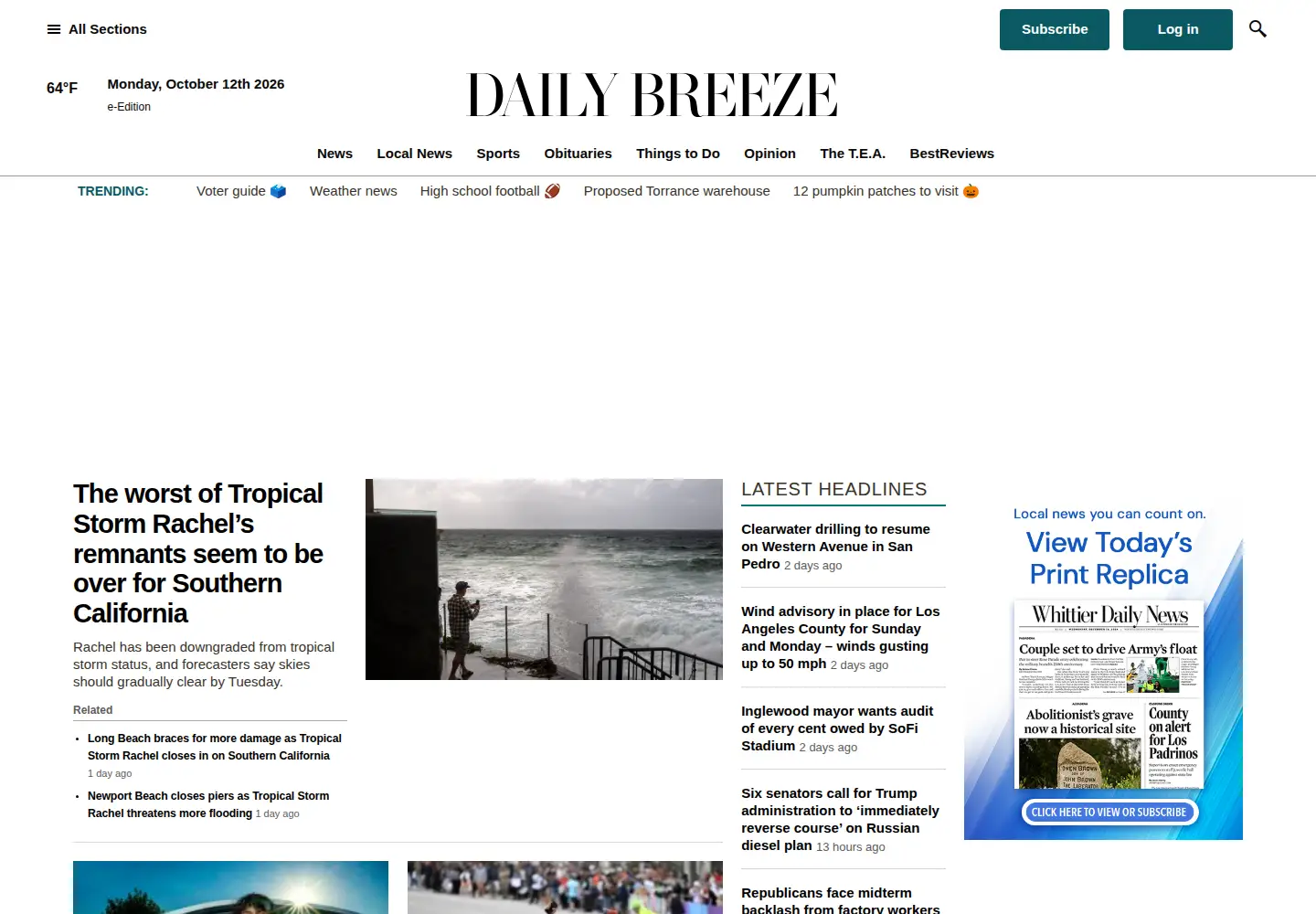 Captured homepage of dailybreeze.com in the current scan